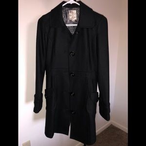 Black knee length wool peacoat